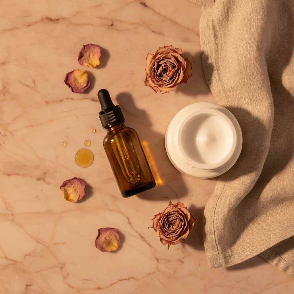 Skincare ritual flatlay